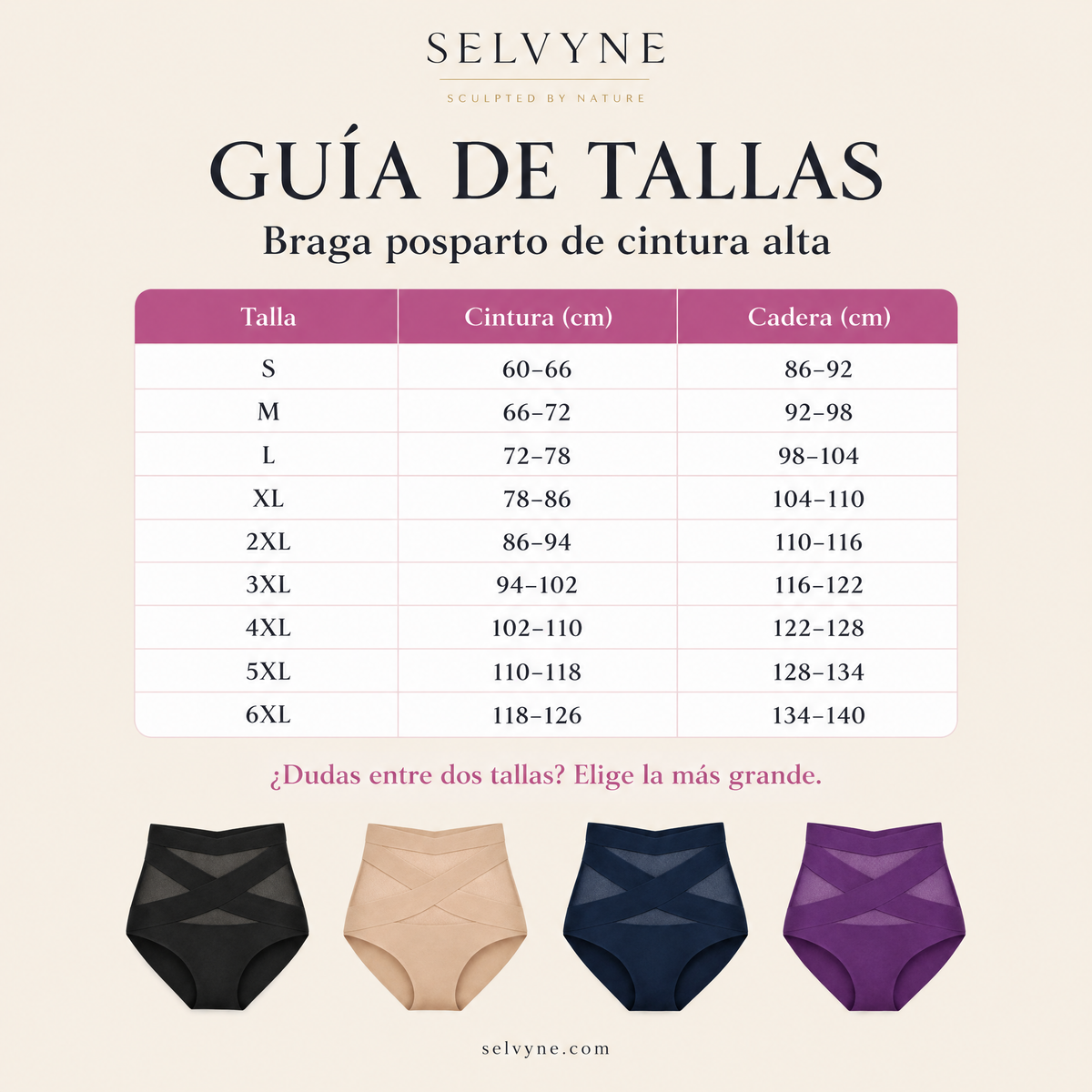 Guía de tallas Selvyne